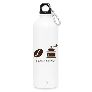 BEAN . GRIND . COFFEE . KAFFEE - Trinkflasche mit Karabiner 750 ml - Weiß - Vorne
