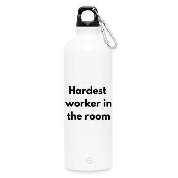 Hardest worker in the room - Water Bottle with carabiner 750 ml - white - Front