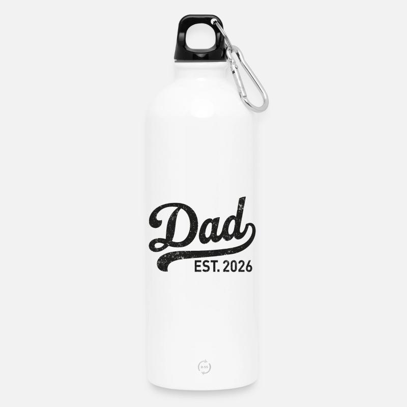Dad Est. 2026 Retro Script - Water Bottle with carabiner 750 ml - white