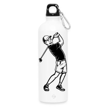 Golfer Skizze - Trinkflasche mit Karabiner 750 ml - Weiß - Vorne