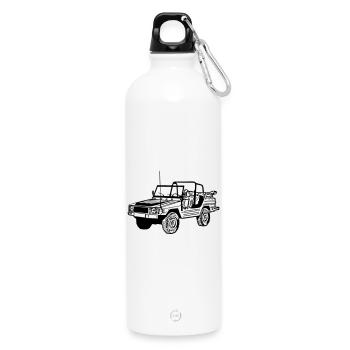 Offroad ,Geländewagen , 4x4 Fun , Kult , Auto (25) - Trinkflasche mit Karabiner 750 ml - Weiß - Vorne