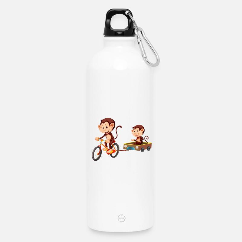 Lustiger süßer Affe - Trinkflasche mit Karabiner 750 ml - Weiß