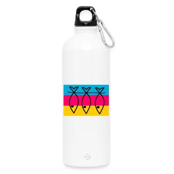 RETIREMENT. HAPPY RETIREMENT. HAPPY RETIREMENT - Water Bottle with carabiner 750 ml - white - Front