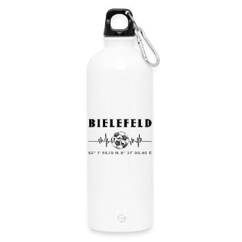 Koordinaten Bielefeld - Trinkflasche mit Karabiner 750 ml - Weiß - Vorne