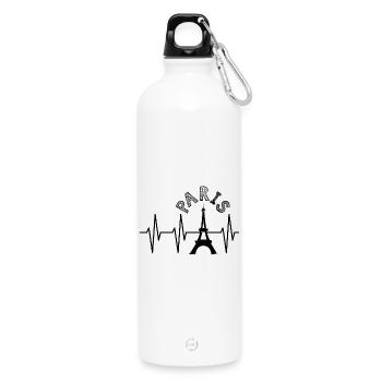 Pulsation de Paris Battement de cœur France Symbole de la Tour Eiffel - Gourde en inox avec mousqueton 750 ml - blanc - Devant