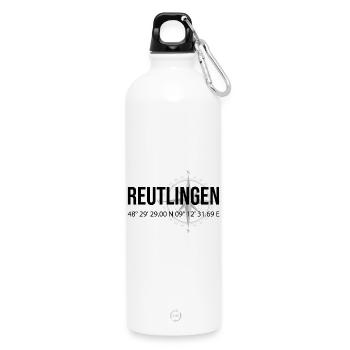Koordinaten Reutlingen - Trinkflasche mit Karabiner 750 ml - Weiß - Vorne