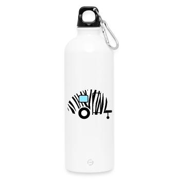 Caravan Wohnwagen Zebra Muster Urlaub Camping - Trinkflasche mit Karabiner 750 ml - Weiß - Vorne