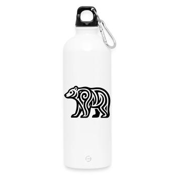 Just a Black Bear #1 / JustN-imal - Water Bottle with carabiner 750 ml - white - Front