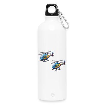 Helicopter Cartoon - Water Bottle with carabiner 750 ml - white - Front
