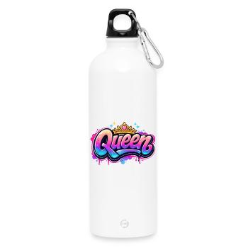 Queen Graffiti Crown Design - Water Bottle with carabiner 750 ml - white - Front
