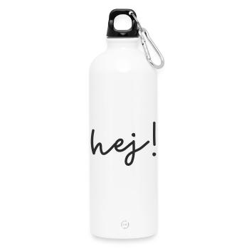 Hej – Scandinavian word design - Water Bottle with carabiner 750 ml - white - Front