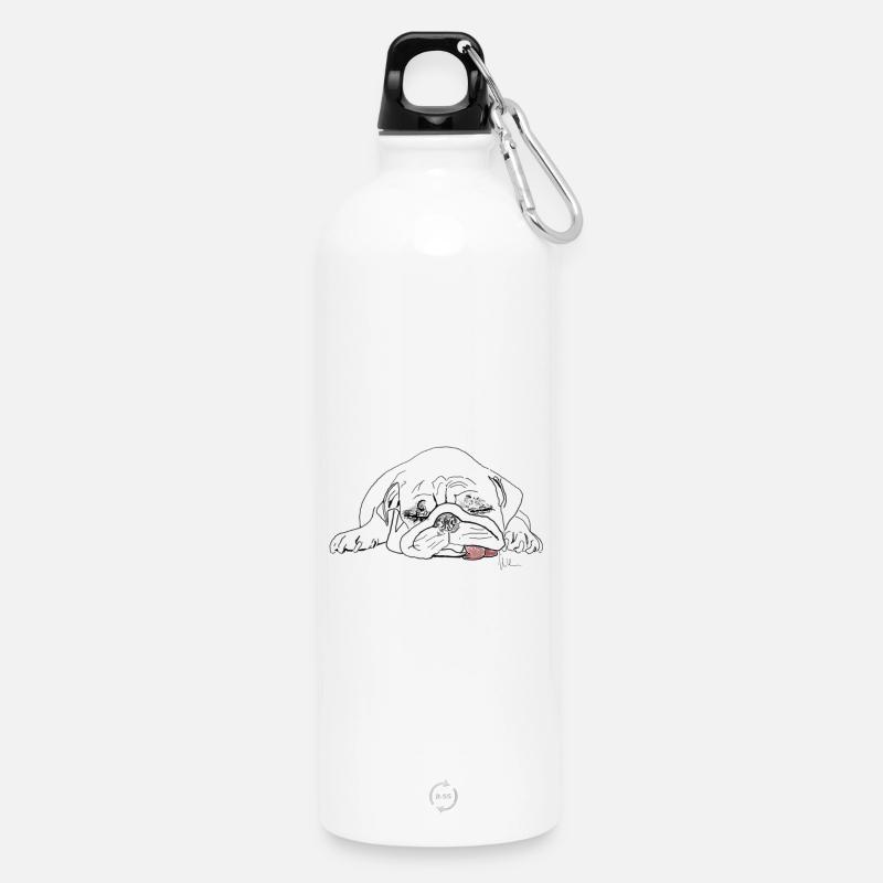 Mops - Trinkflasche mit Karabiner 750 ml - Weiß