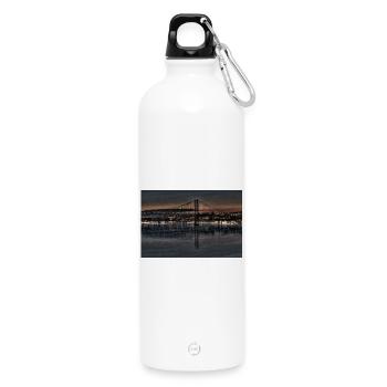 Lisbon Bridge - Water Bottle with carabiner 750 ml - white - Front