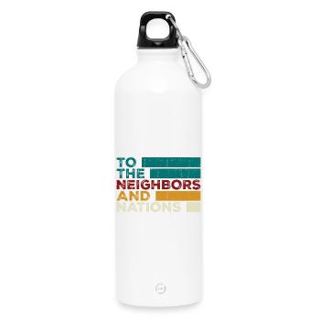 Aux voisins et aux nations - Gourde en inox avec mousqueton 750 ml - blanc - Devant