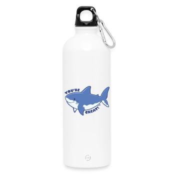 Lustiger Hai – You’re Great - Trinkflasche mit Karabiner 750 ml - Weiß - Vorne