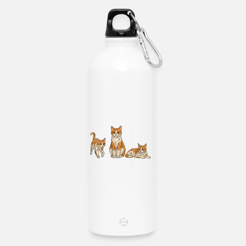 Trio de chats géométriques - Gourde en inox avec mousqueton 750 ml - blanc