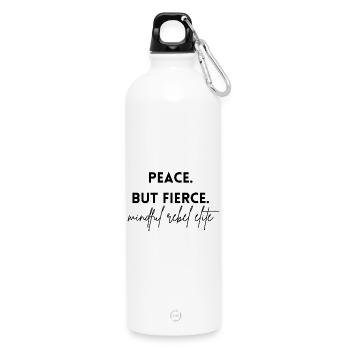 Peace - but fierce. The mindful rebel elite - Water Bottle with carabiner 750 ml - white - Front
