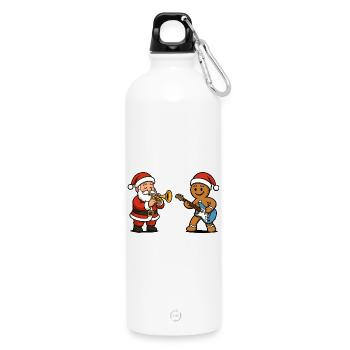 Weihnachtsmusik-Duett Santa Musiker - Trinkflasche mit Karabiner 750 ml - Weiß - Vorne