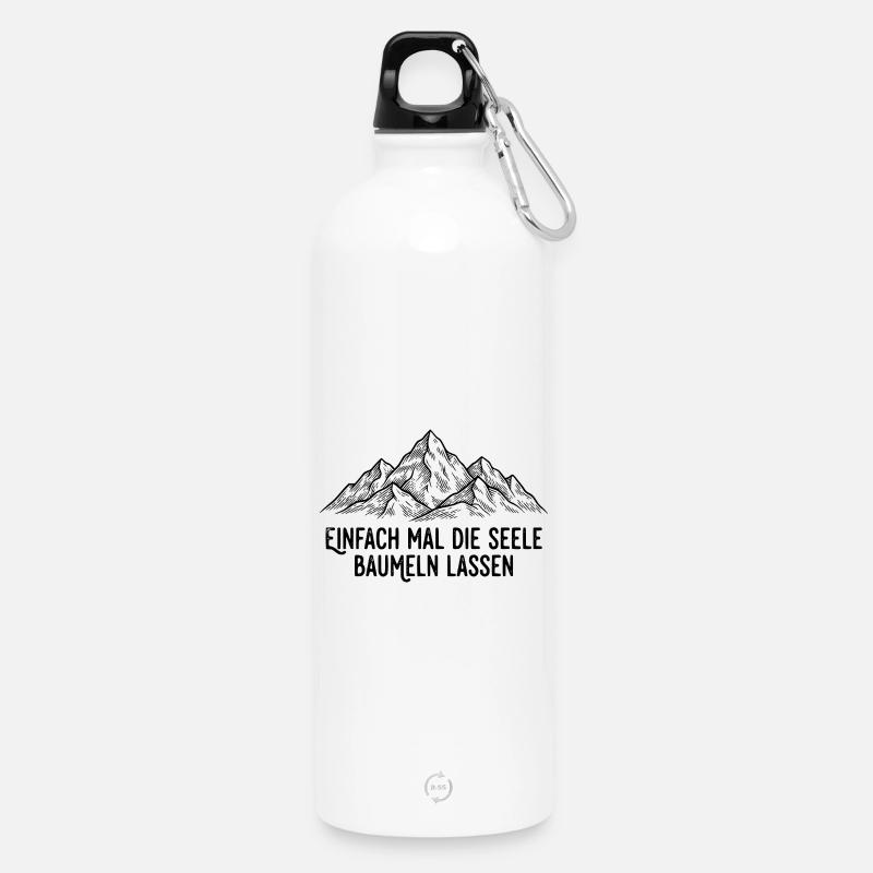 Seele baumeln lassen am Berg - Trinkflasche mit Karabiner 750 ml - Weiß