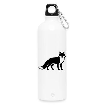 Fuchs Tier Silhouette - Trinkflasche mit Karabiner 750 ml - Weiß - Vorne