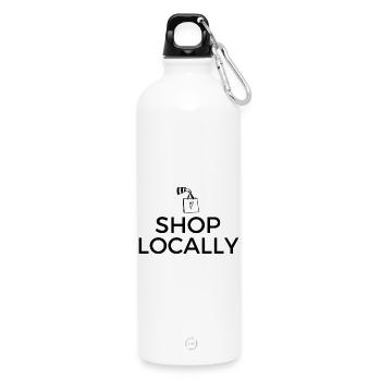 Shop Locally - Kaufe vor Ort - Trinkflasche mit Karabiner 750 ml - Weiß - Vorne