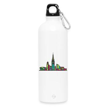 Coventry City Skyline Kathedralruinen Linienzeichnung - Trinkflasche mit Karabiner 750 ml - Weiß - Vorne
