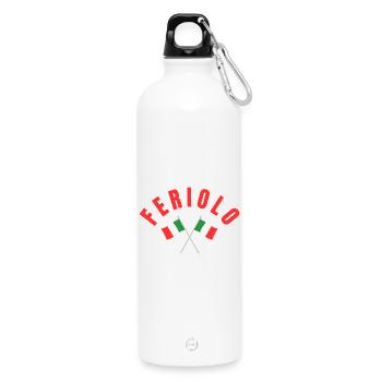 Feriolo Drapeau italien croisé Emblème - Gourde en inox avec mousqueton 750 ml - blanc - Devant