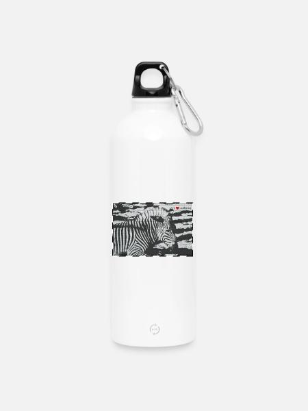 Zebra - Trinkflasche mit Karabiner 750 ml - Weiß
