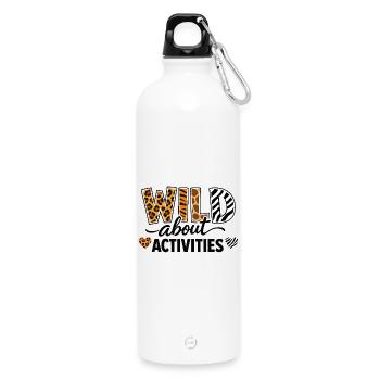 Wild About Activities Safari Design d’estampes animales - Gourde en inox avec mousqueton 750 ml - blanc - Devant