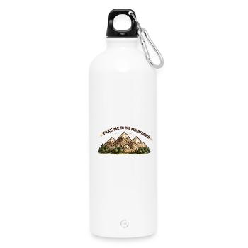 Take me to the Mountains - Water Bottle with carabiner 750 ml - white - Front