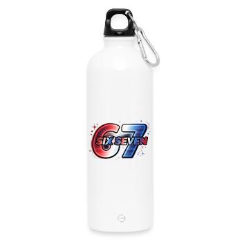 67 Neon – Rotes Blaues Sternen-Design - Trinkflasche mit Karabiner 750 ml - Weiß - Vorne