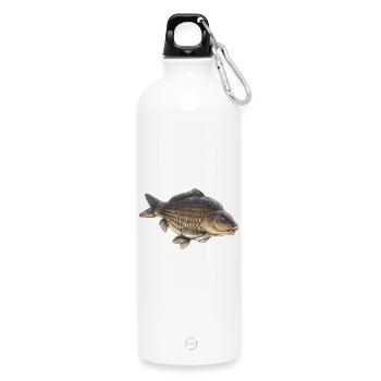 Common Carp Fishing Design Realistic Carp - Water Bottle with carabiner 750 ml - white - Front
