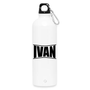 Name T-Shirt Ivan T-Shirt Geschenkidee T-Shirt - Trinkflasche mit Karabiner 750 ml - Weiß - Vorne