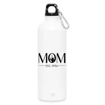 Mom to be - Mama est. 2024. Werdende Mutter - Trinkflasche mit Karabiner 750 ml - Weiß - Vorne