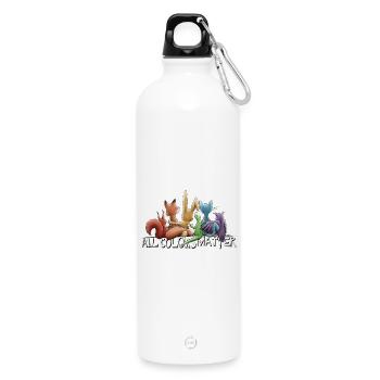 Toutes les couleurs comptent ! Animaux arc-en-ciel pour la diversité - Gourde en inox avec mousqueton 750 ml - blanc - Devant