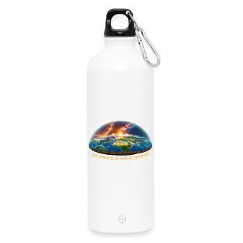 Die Welt ist, was du glaubst - Trinkflasche mit Karabiner 750 ml - Weiß - Vorne