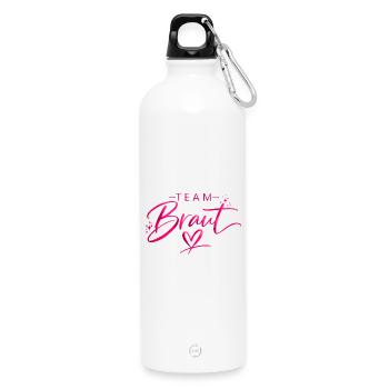 Team Braut Pink Herz Logo - Trinkflasche mit Karabiner 750 ml - Weiß - Vorne