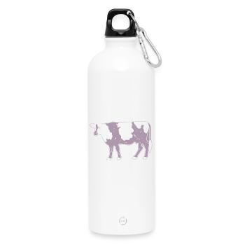 Cow Silhouette Farm Grunge Style - Water Bottle with carabiner 750 ml - white - Front