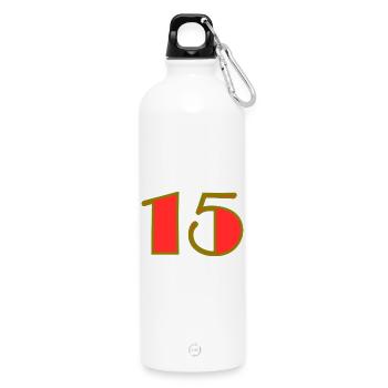 15. 15 YEARS. 15th ANNIVERSARY. 15 YEAR ANNIVERSARY. - Water Bottle with carabiner 750 ml - white - Front