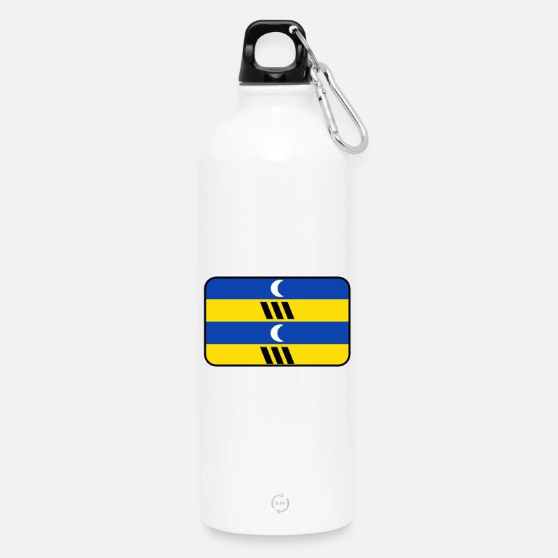 Ameland-Flaggenlogo – Inselkleidung - Trinkflasche mit Karabiner 750 ml - Weiß