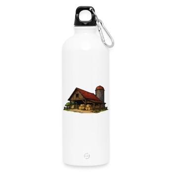 Grange rustique avec des bottes de foin - Gourde en inox avec mousqueton 750 ml - blanc - Devant