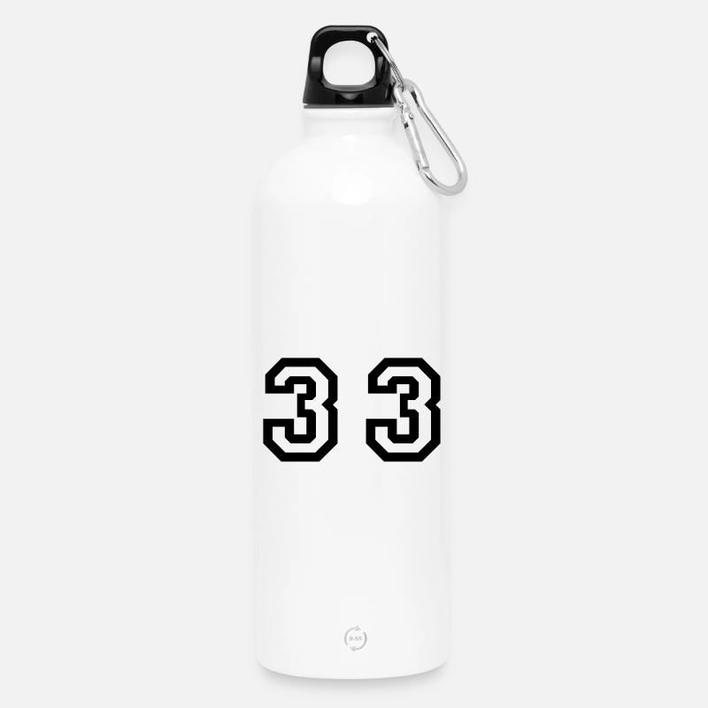 Number - 33 - Thirty Three - Trinkflasche mit Karabiner 750 ml - Weiß