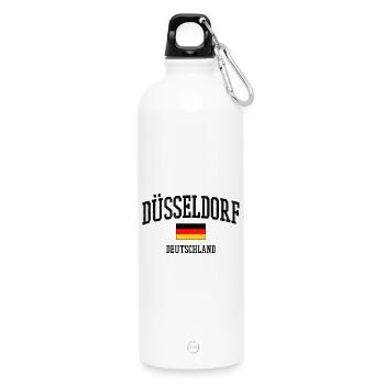 Dusseldorf Germany Flag Cities Motif - Water Bottle with carabiner 750 ml - white - Front