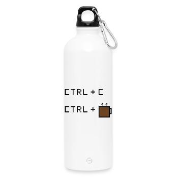 CTRL+C Kaffee Edition - Retro Büro Humor - Trinkflasche mit Karabiner 750 ml - Weiß - Vorne