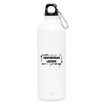 Municipal housing legend – Viennese cult saying - Water Bottle with carabiner 750 ml - white - Front