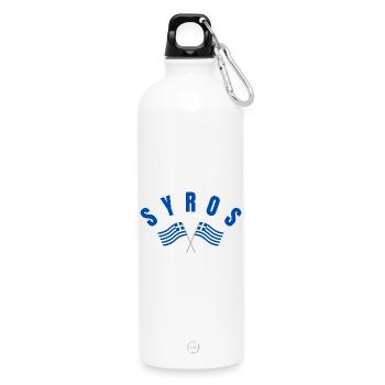 Syrosische griechische Flaggen - Trinkflasche mit Karabiner 750 ml - Weiß - Vorne
