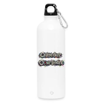 CyberFusion – Harter Schädel Zartes Herz - Trinkflasche mit Karabiner 750 ml - Weiß - Vorne