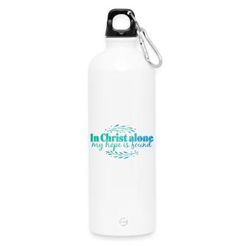 In Christ alone - Water Bottle with carabiner 750 ml - white - Front