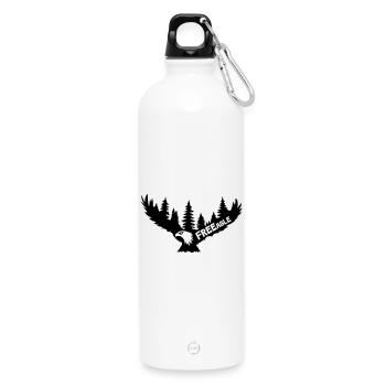 FREEagle - Fliegender Adler [Schwarz] - Trinkflasche mit Karabiner 750 ml - Weiß - Vorne