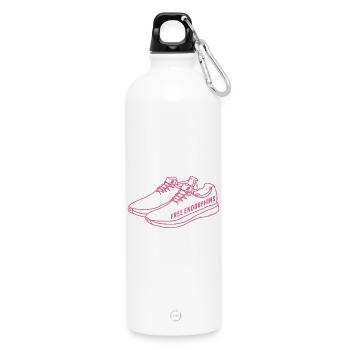 Free Endorphins – Running Motivation Design - Water Bottle with carabiner 750 ml - white - Front